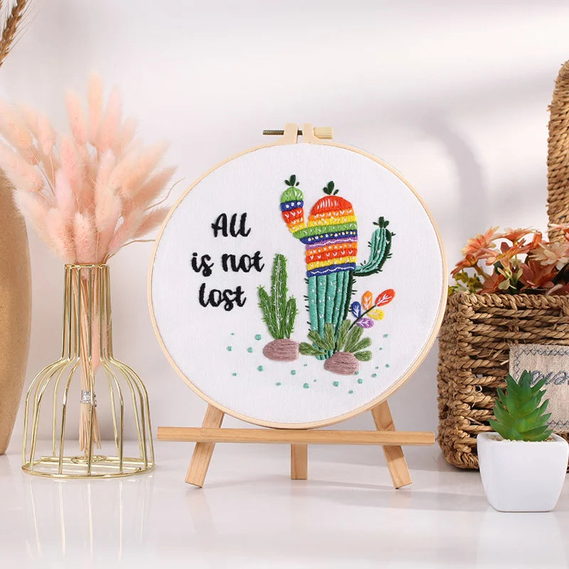 Motivational Cactus Embroidery Kit