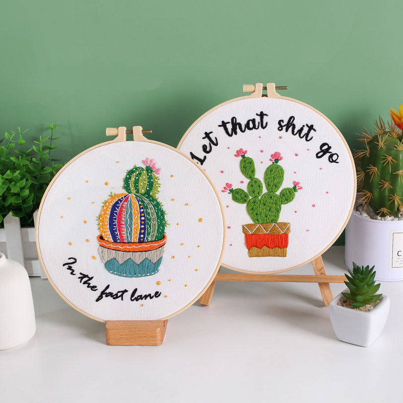 Motivational Cactus Embroidery Kit