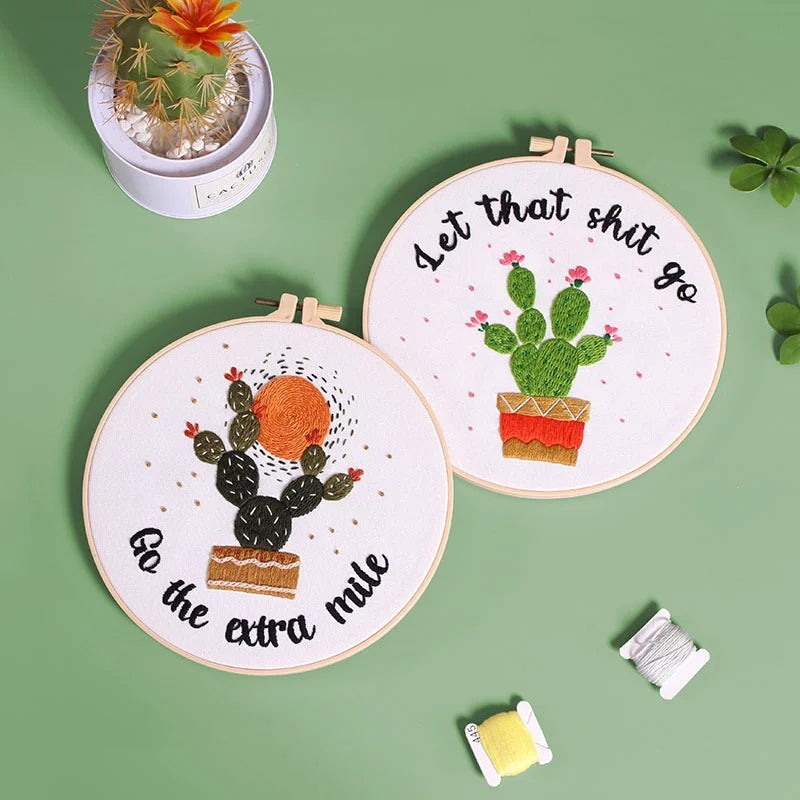 Motivational Cactus Embroidery Kit