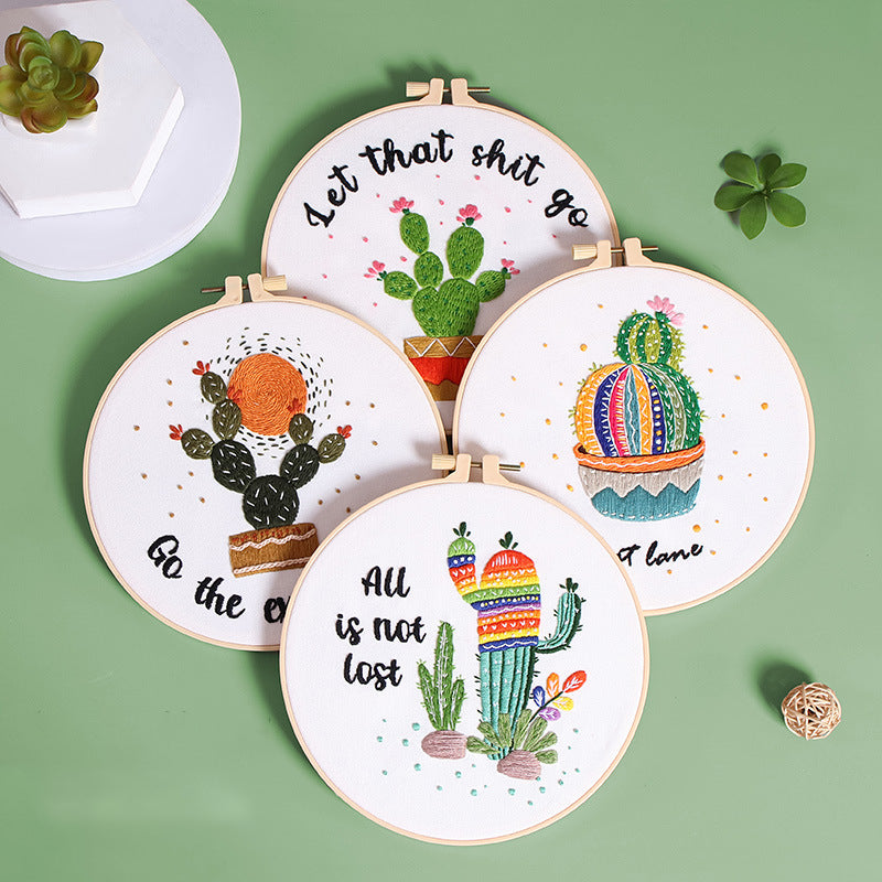Motivational Cactus Embroidery Kit