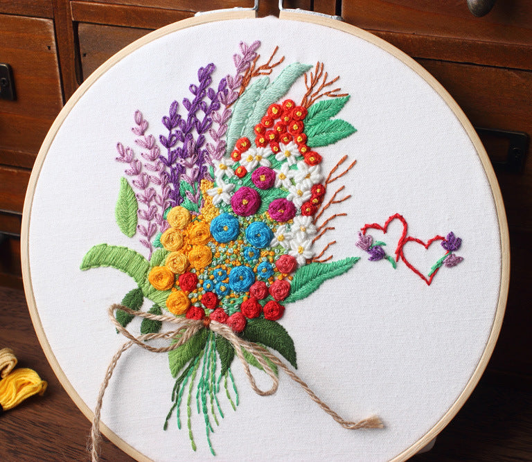 Handmade Embroidery Kit for Bouquet of Flowers
