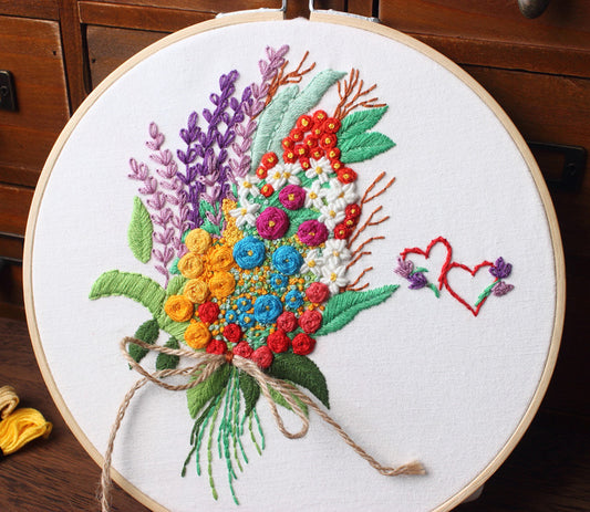 Handmade Embroidery Kit for Bouquet of Flowers