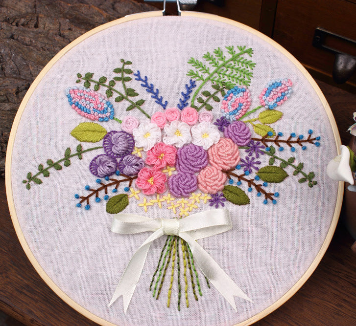 Handmade Embroidery Kit for Bouquet of Flowers