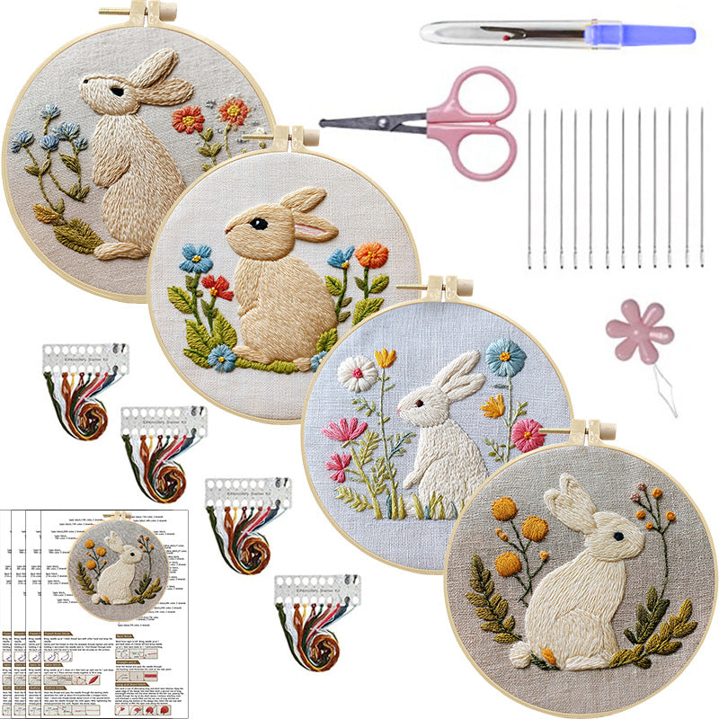 DIY Moon Rabbit Embroidery Fabric Craft Kit
