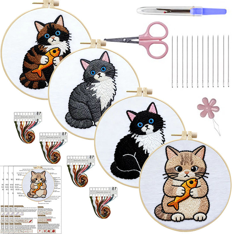 Poke-and-Stitch Kit for Handmade Fabric Kitten