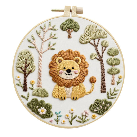 Handmade Fabric Craft Kit for Embroidered Pet Lion