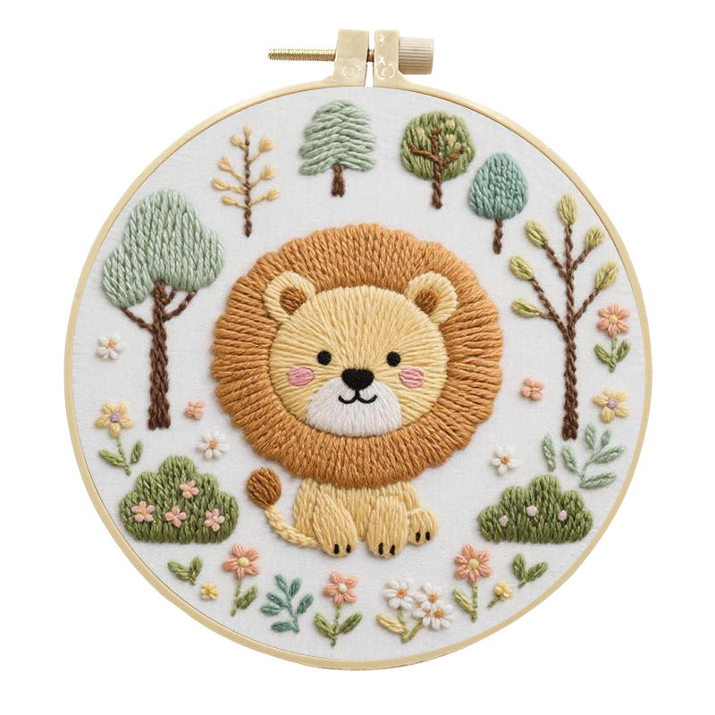 Handmade Fabric Craft Kit for Embroidered Pet Lion