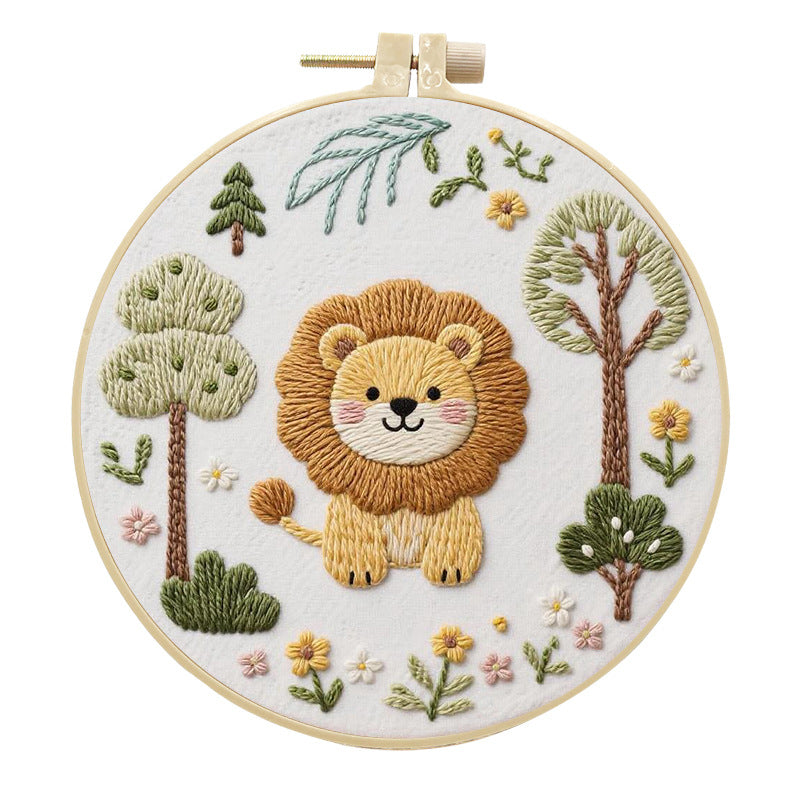 Handmade Fabric Craft Kit for Embroidered Pet Lion