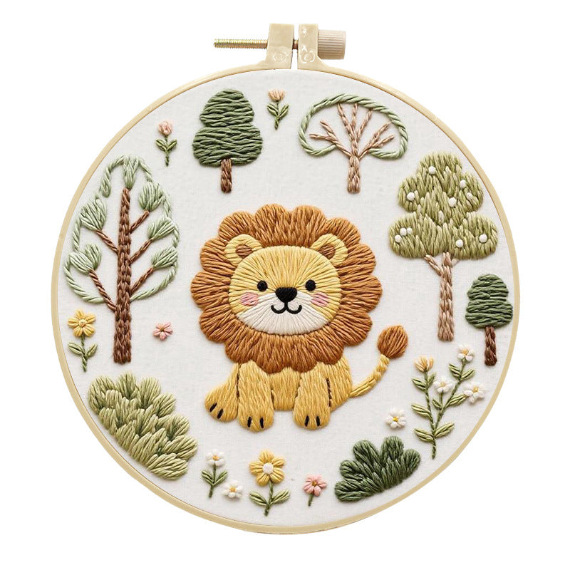 Handmade Fabric Craft Kit for Embroidered Pet Lion