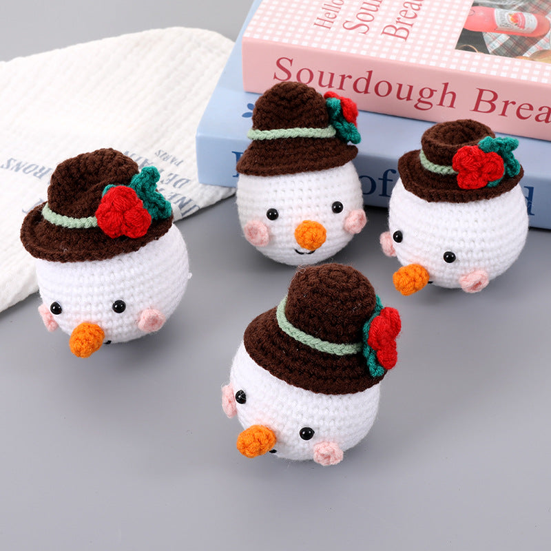 Hand-Crocheted Christmas Snowman Knitted Plush Toy