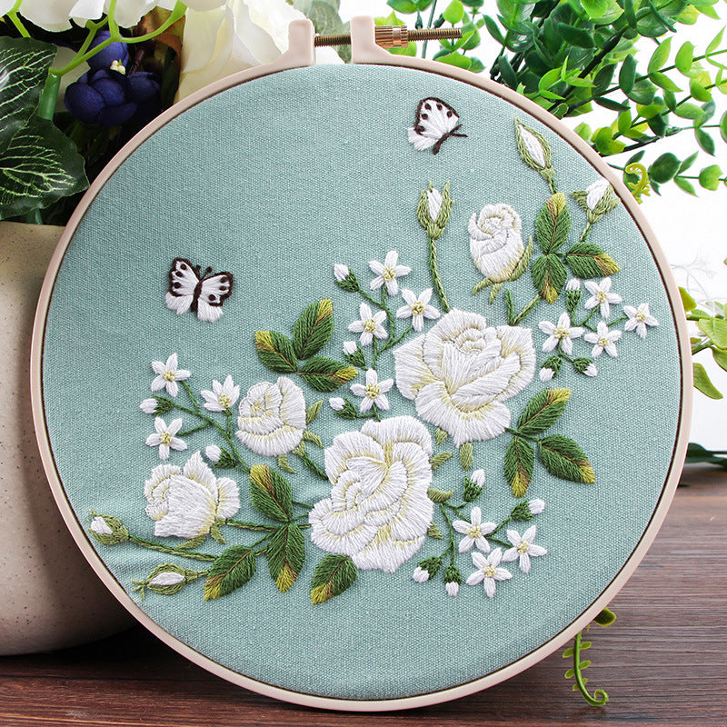 DIY Kit for Embroidering Blooming Flowers