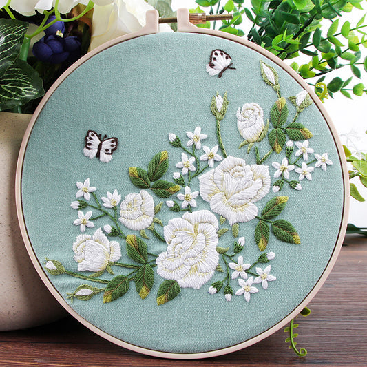DIY Kit for Embroidering Blooming Flowers
