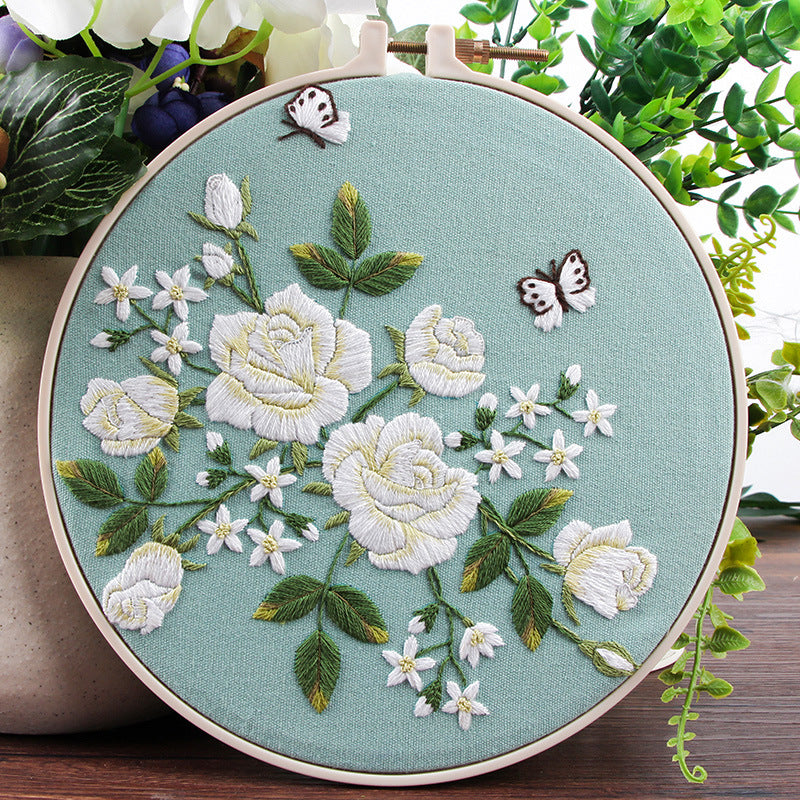 DIY Kit for Embroidering Blooming Flowers