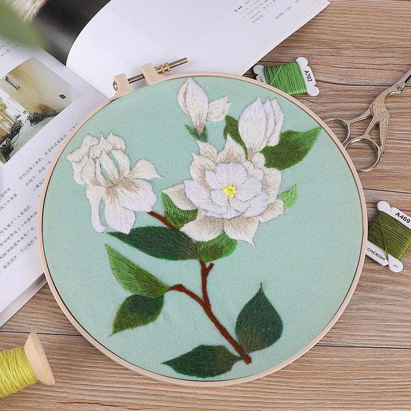 DIY Kit for Embroidering Blooming Flowers