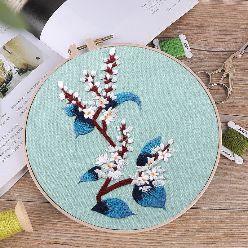DIY Kit for Embroidering Blooming Flowers