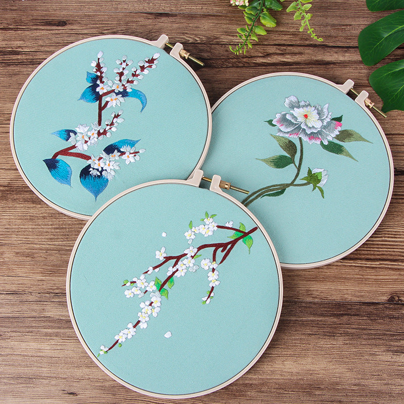 DIY Kit for Embroidering Blooming Flowers