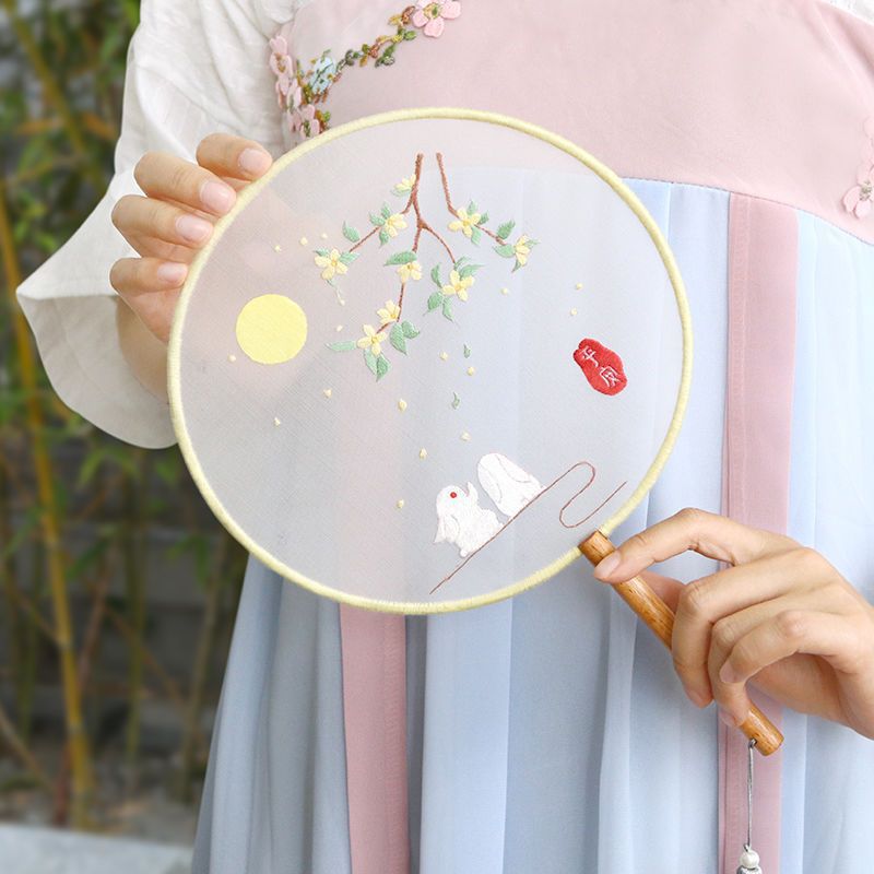 Embroidered Round Fan DIY Handmade Embroidery Kit