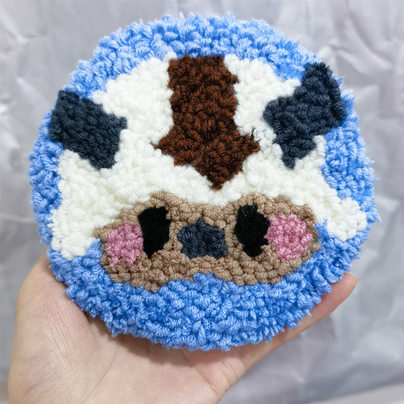 DIY Embroidery Kit for Creamy Lamb Fleece Coasters