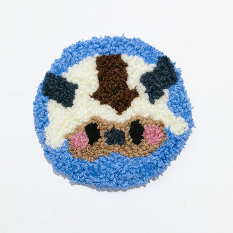 DIY Embroidery Kit for Creamy Lamb Fleece Coasters