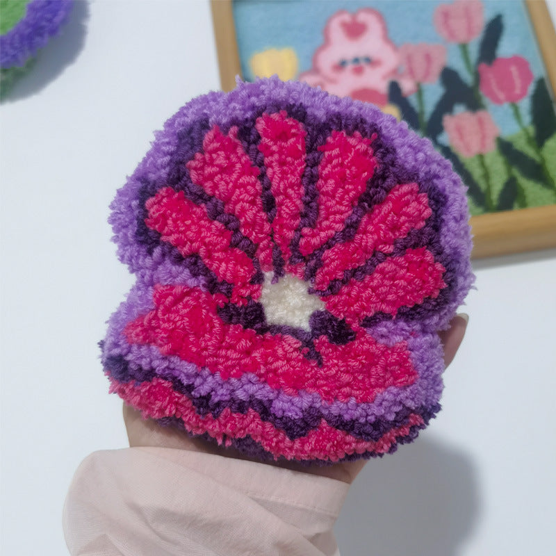 DIY Embroidery Kit for Shell-Patterned Plush Coasters