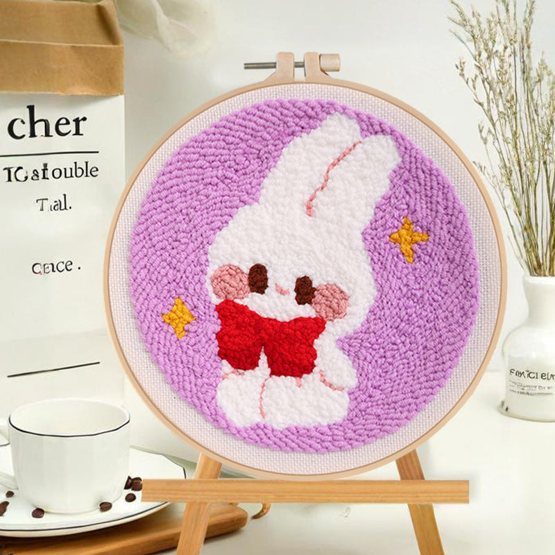 DIY Embroidery Kit for Plush Rabbit Coasters