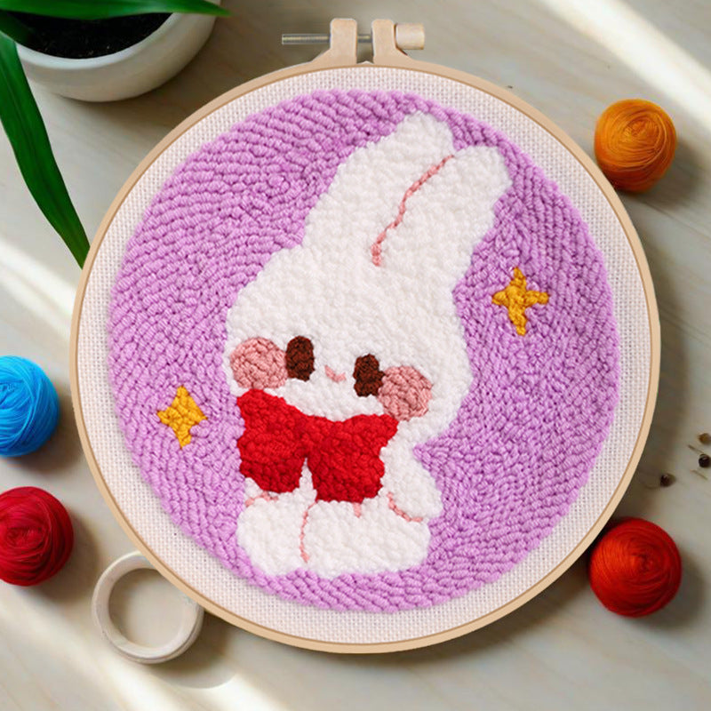 DIY Embroidery Kit for Plush Rabbit Coasters