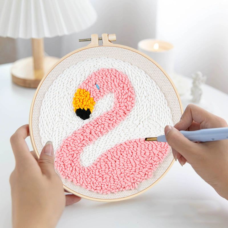 Pink Swan Plush Coaster DIY Embroidery Kit