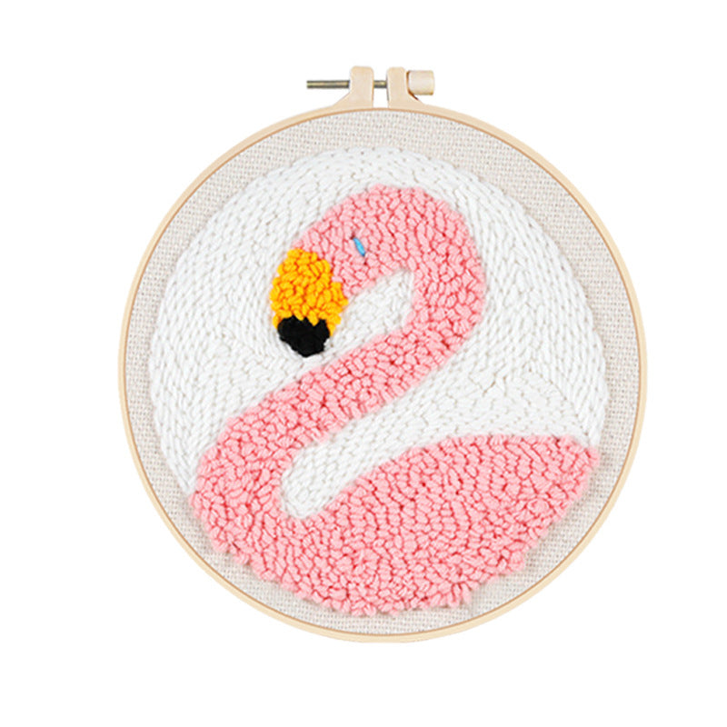 Pink Swan Plush Coaster DIY Embroidery Kit