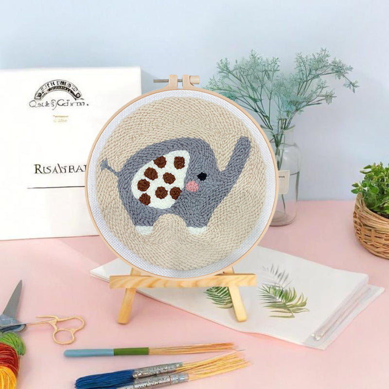 DIY Embroidery Kit for Plush Elephant Coasters