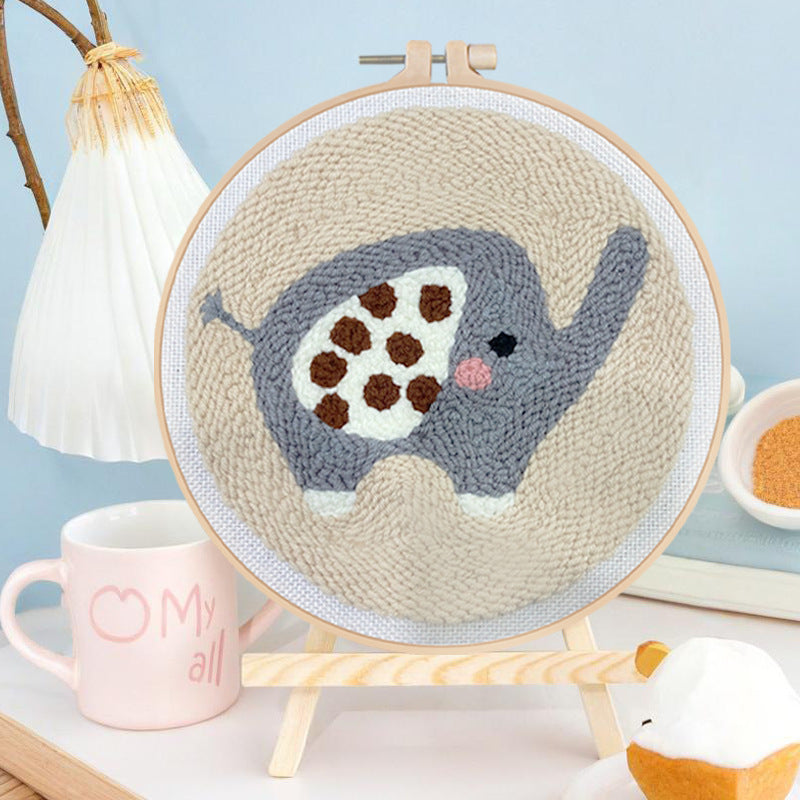 DIY Embroidery Kit for Plush Elephant Coasters