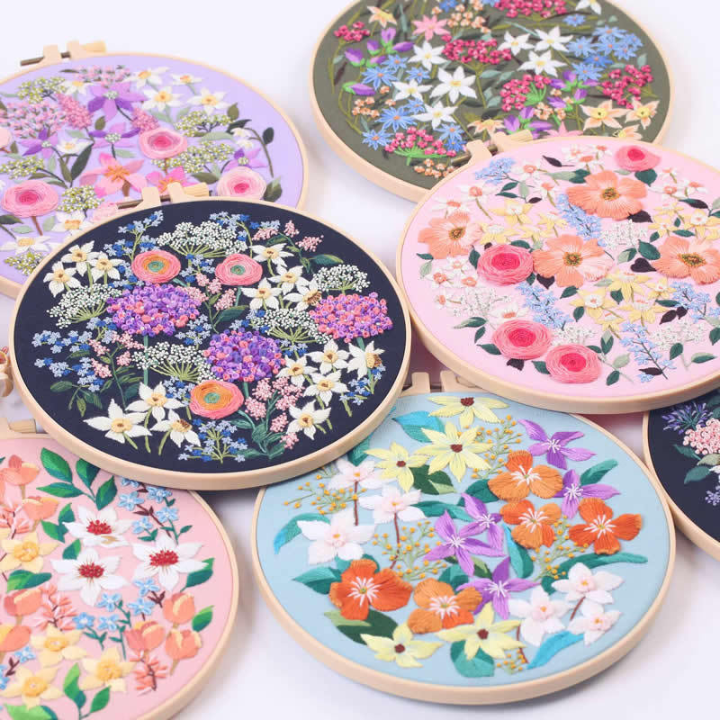 Flower Cluster Embroidery DIY Material Kit