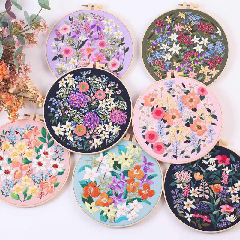 Flower Cluster Embroidery DIY Material Kit