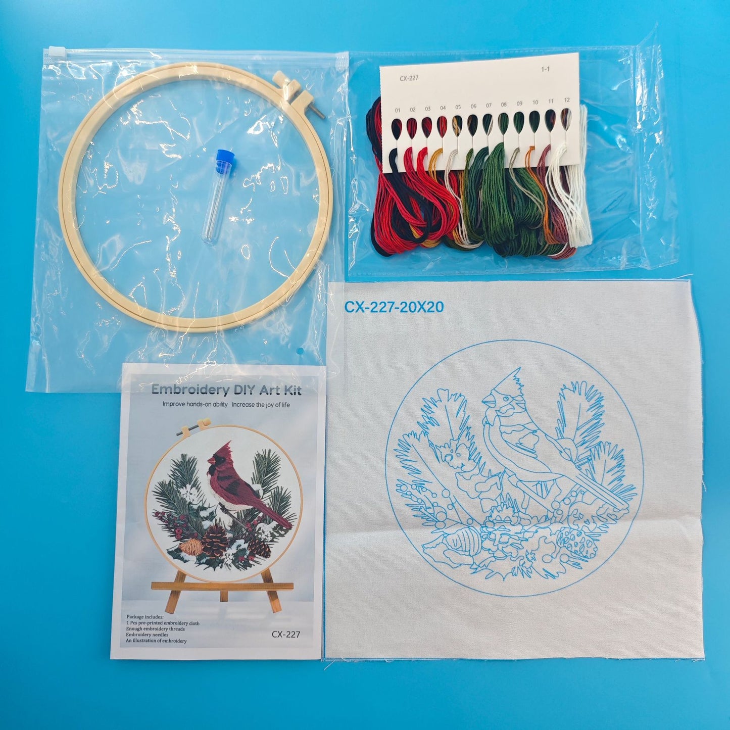 Bird Embroidery DIY Material Kit