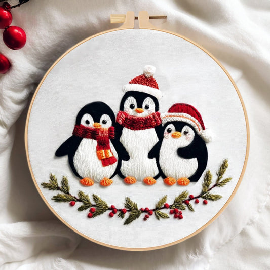 Christmas Penguin Embroidery DIY Material Kit