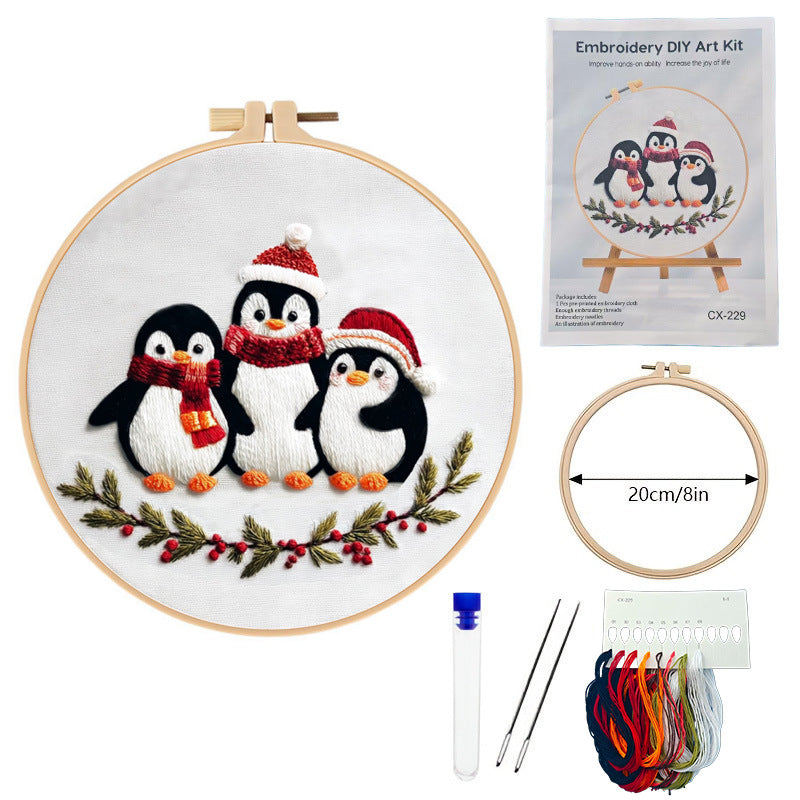 Christmas Penguin Embroidery DIY Material Kit