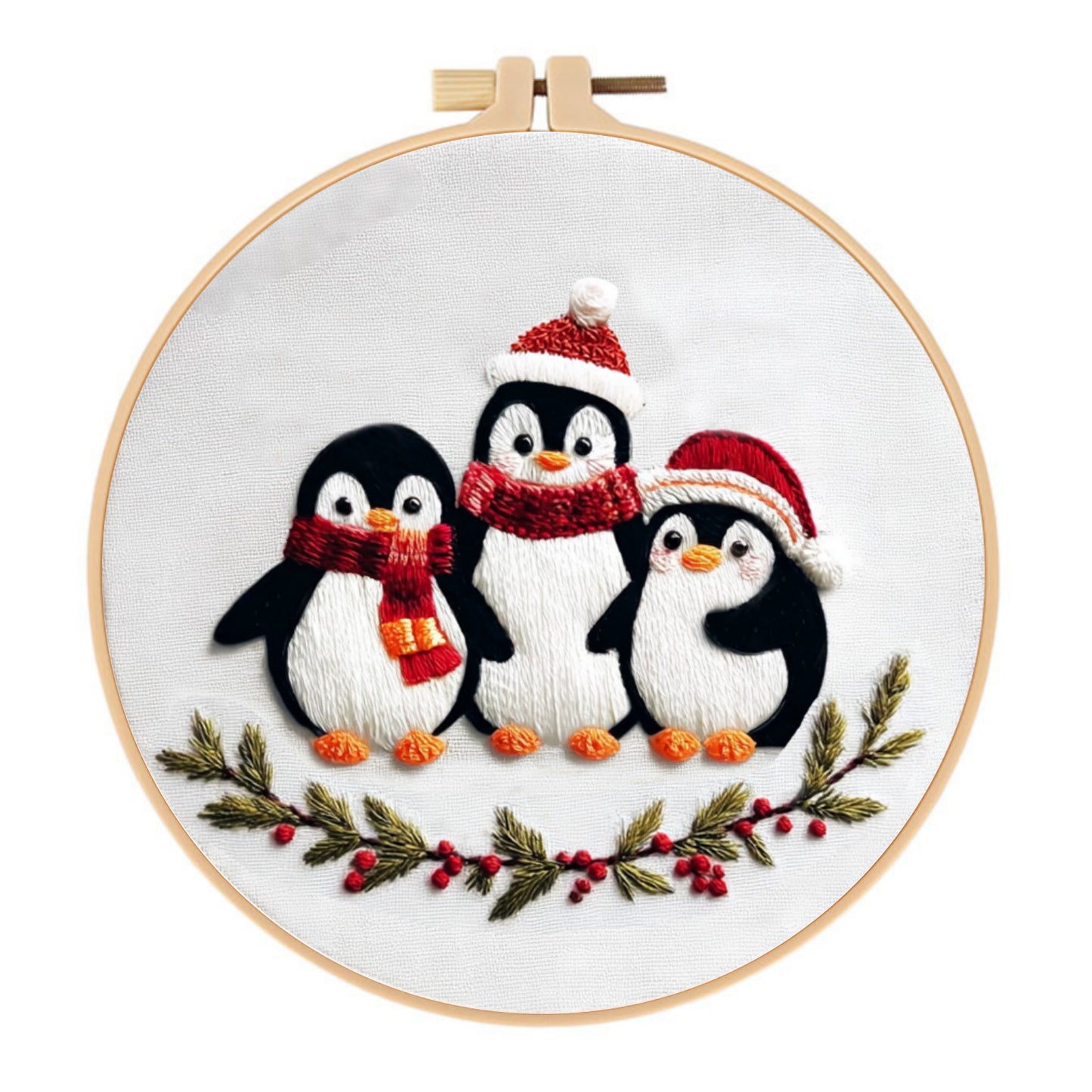 Christmas Penguin Embroidery DIY Material Kit