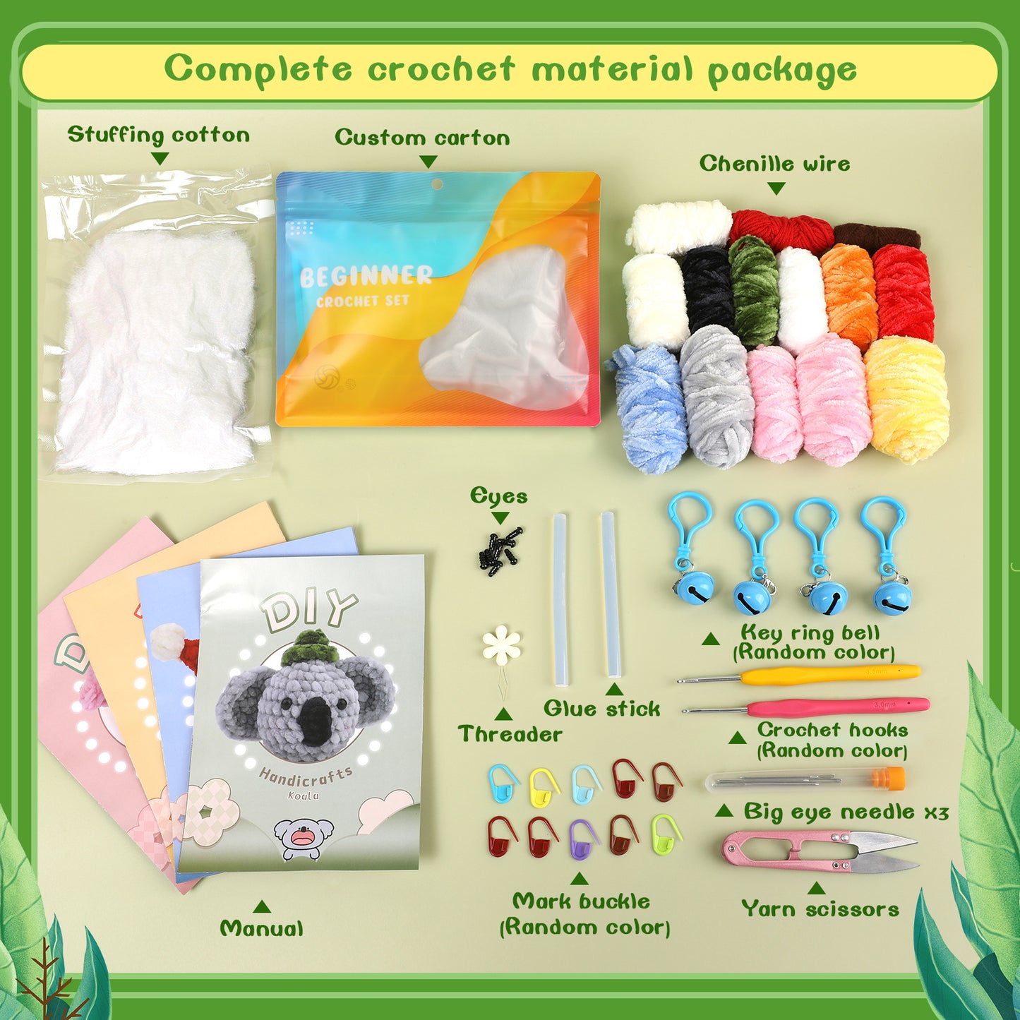 Chenille Plush Doll Handmade Crochet DIY Material Kit