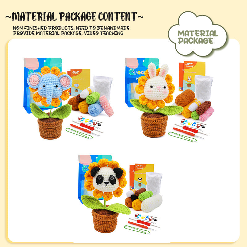 Animal Sunflower Handmade Crochet DIY Craft Kit