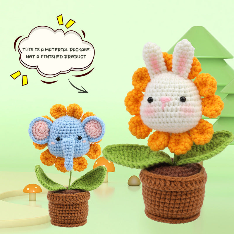 Animal Sunflower Handmade Crochet DIY Craft Kit