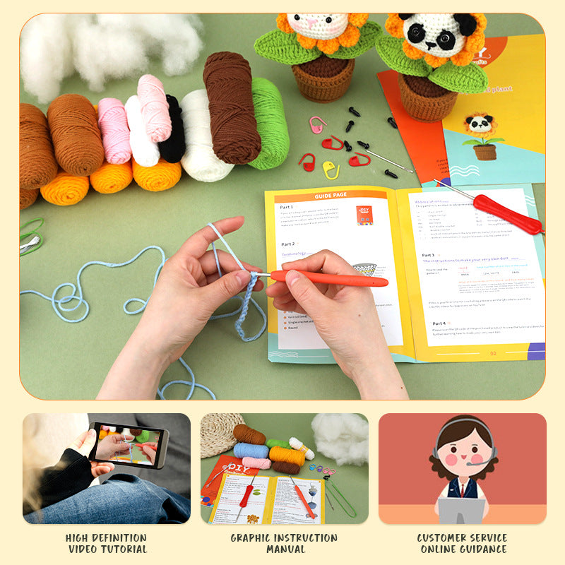 Animal Sunflower Handmade Crochet DIY Craft Kit